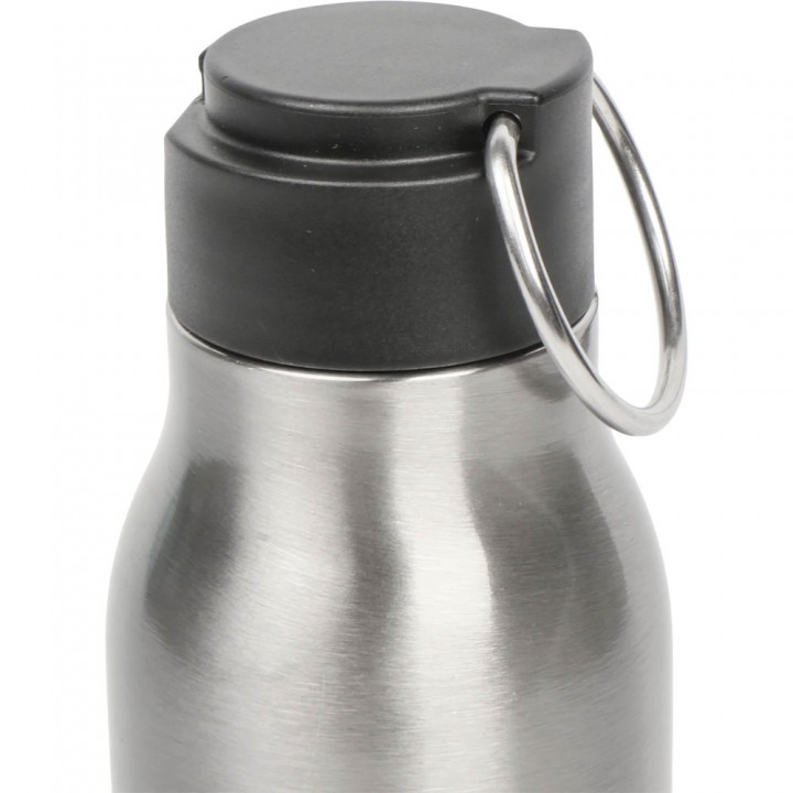 Gümüş 500 ml Paslanmaz Çelik Askılı Lazer Baskılı Promosyon Matara